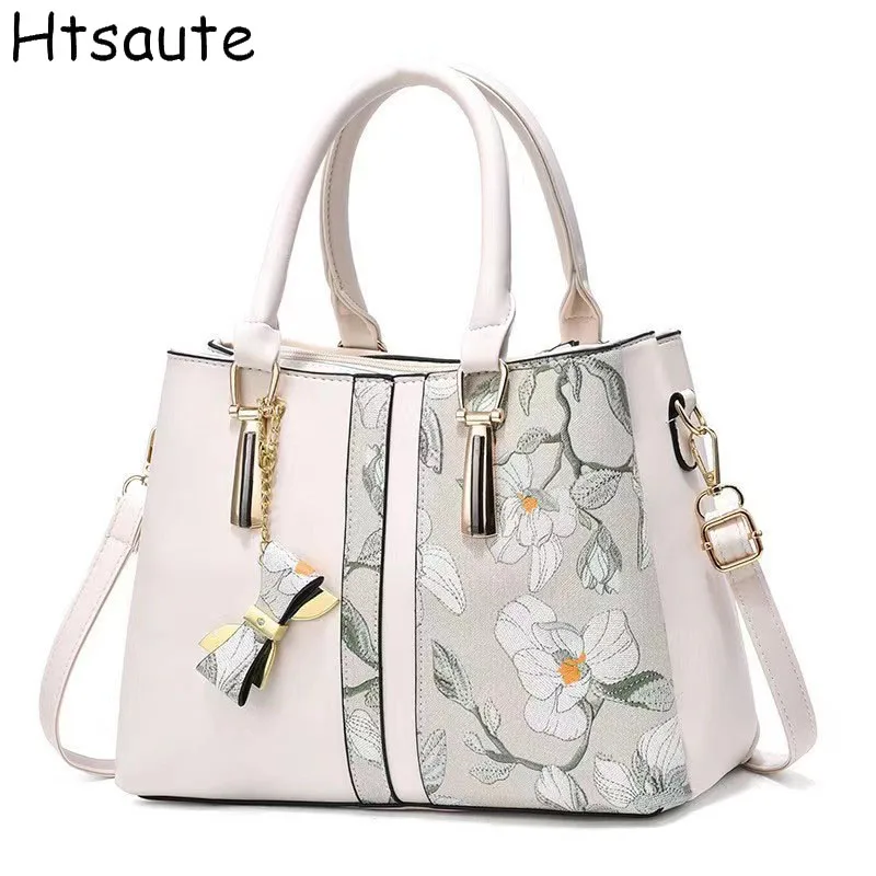 

Flower Printed Tote For Women Handbag Ladies Large Capacity Single Shoulder Bags Luxury Designer Handbag Vintage Crossbody Purse