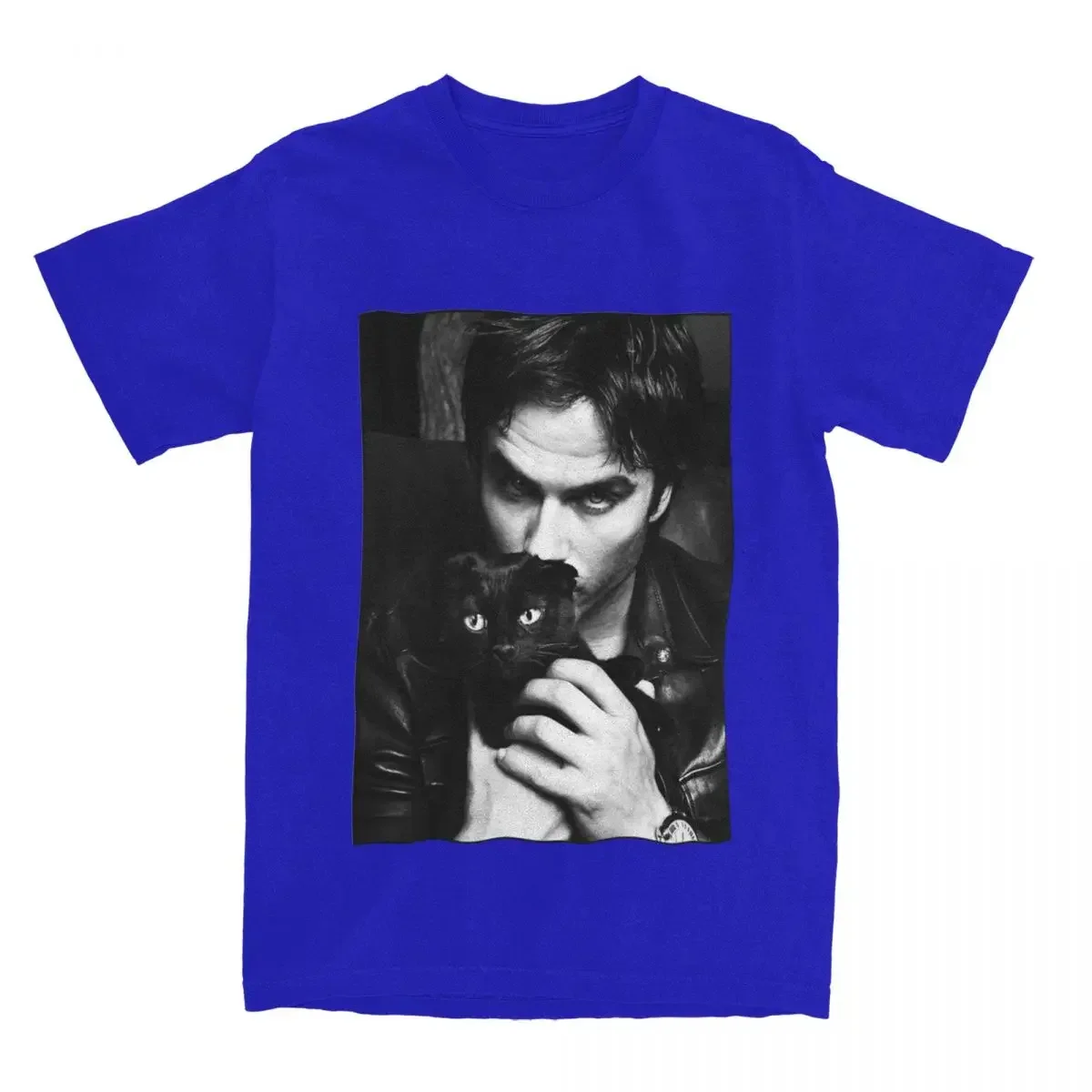 Short Sleeve Round Collar T-Shirts Pure Cotton Clothes Ian Somerhalder Men T Shirts Damon Salvatore Vampire Unique Tee Shirt