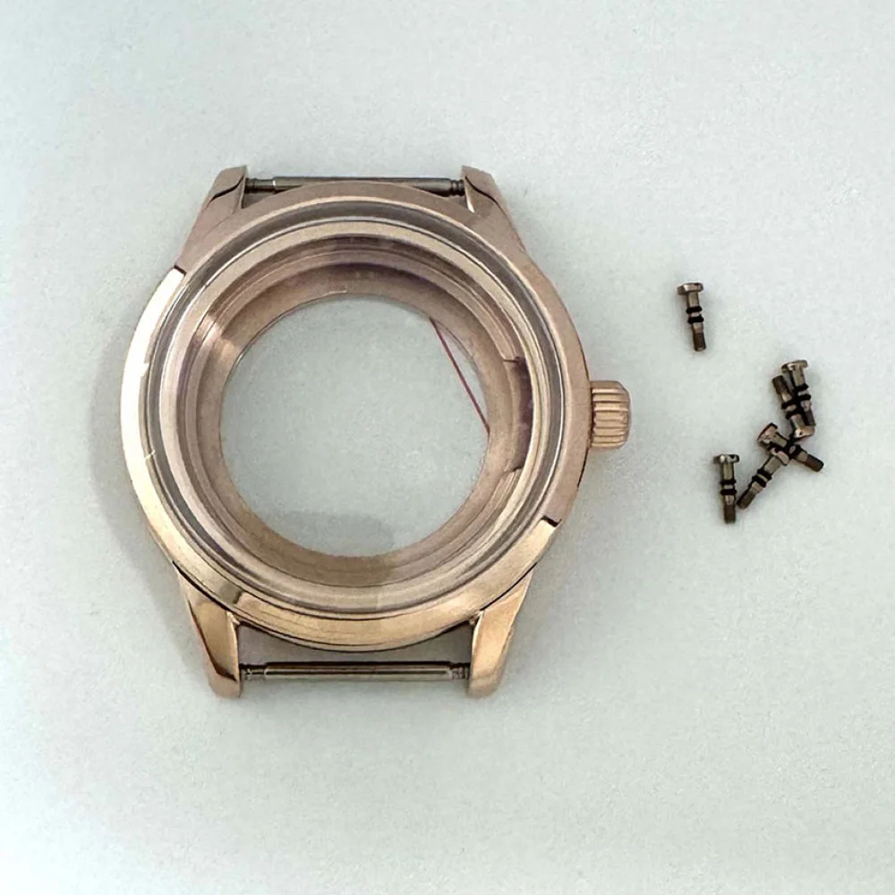 Cassa inferiore trasparente da 39 mm Guscio in PVD in acciaio 316L oro rosa per parti di orologi per la modifica del movimento NH35/ NH36/ 4R/ 7S