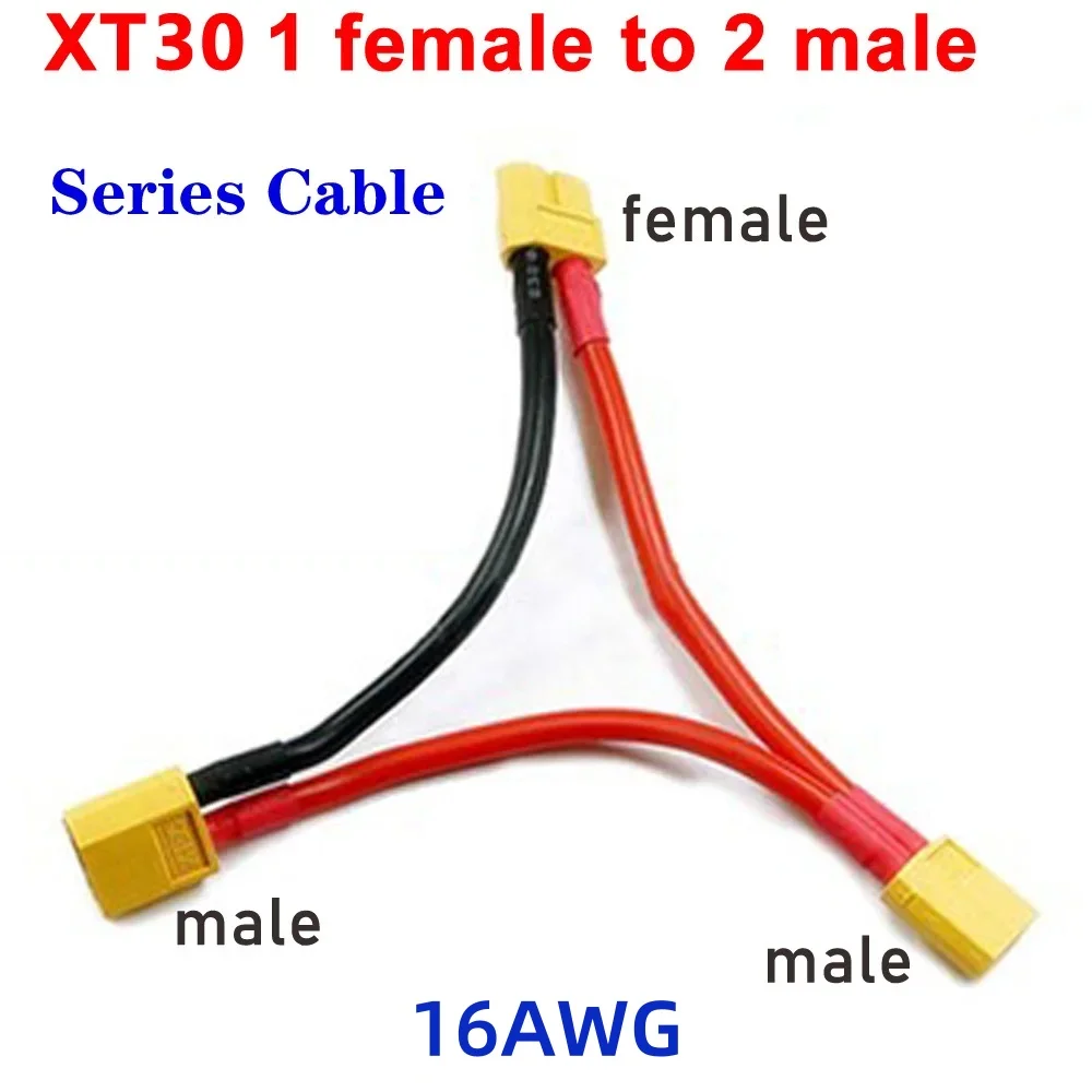 XT30 XT60 XT90 T plug Connector Male to Female 14AWG/16AWG 10CM Battery Adapter Series Y Shape Rc Helicopter Connection Cable