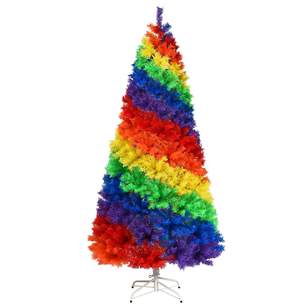 7FT Artificial Hinged Colorful Rainbow Full Fir Christmas Tree with 1213 Tips