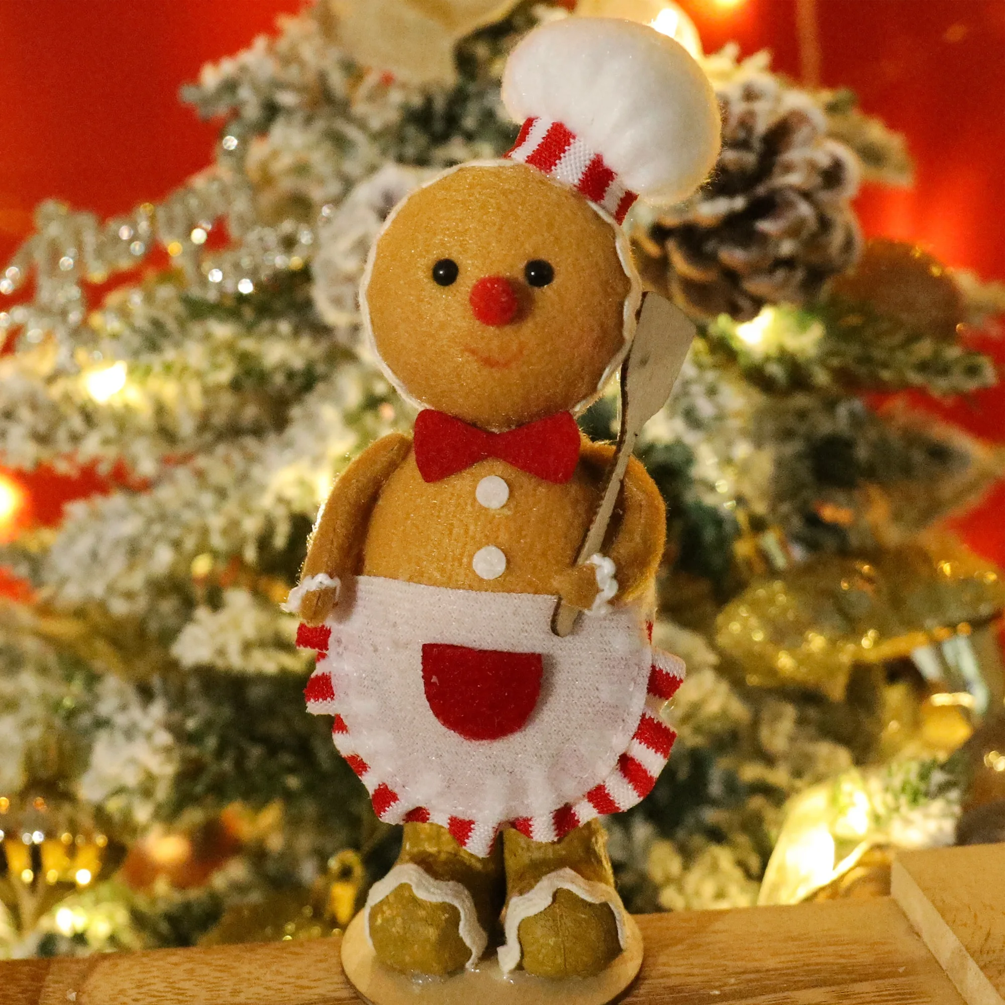 رجل الزنجبيل القطيفة كوكي الزنجبيل جليسة الشيف الزنجبيل رجل عيد الميلاد الحلي السنة الجديدة زينة الحفلات إمدادات المنزل