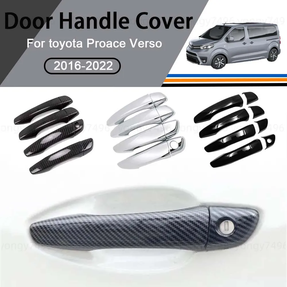 

Car Upgrade Door Handle Cover For Toyota Proace Verso 2016-2022 Electroplating Carbon Fiber Glossy Black Accessories Decoration