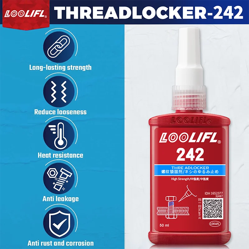 Thread Lock Blue Medium Strength, Blue Threadlocker Against Losening and Leakage, 242 Anaerobic Screw Adhesive Fastening Screws - Image 2
