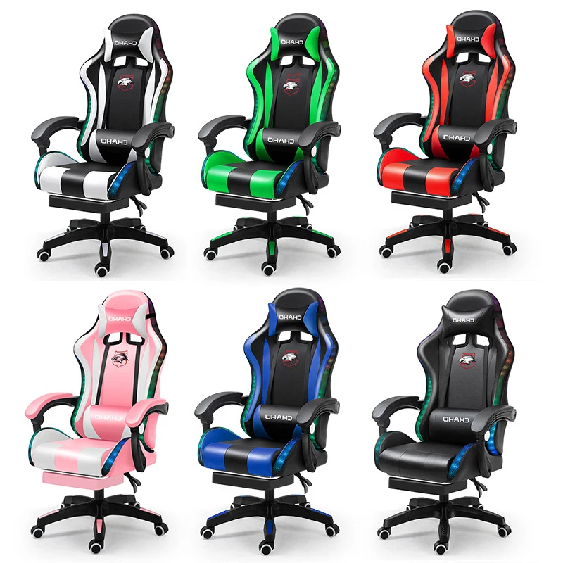 A Hot sale Ready to Ship Custom Gamer Computer Adjustable Silla Racing Lumbar Support Gaming Chair with Footrest and Massage
