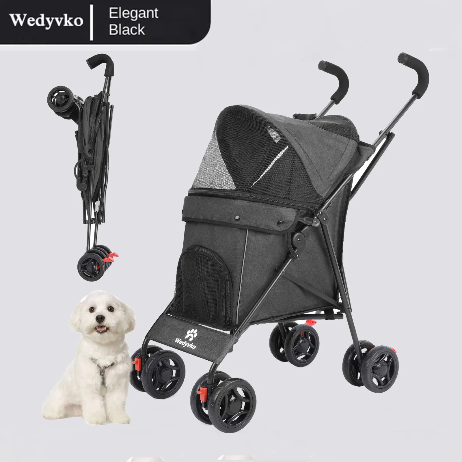 

Wedyvko Pet Dog Stroller 4 Wheels Puppy Stroller Rotate with Brakes Storage for Dogs Cats Travel Pet Suplies Outdoor 애완견 유모차