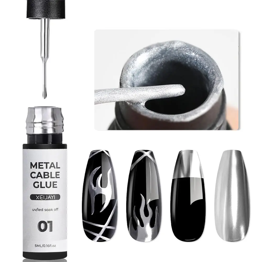 5/7/8ml Super-Bright Metallic Painting Liner Gel Polish Silver/Gold/Rose Mirror Gel Nail Polish Semi Permanent UV Nail Art Verni