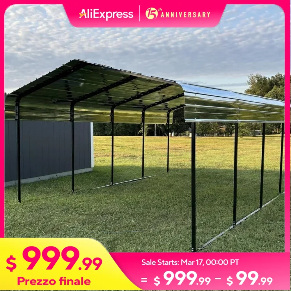 12 X 20 X 7 Ft Heavy Duty All Steel Carport, All-Weather Steel Canopy Shelter and Steel Frame, Carport Garage