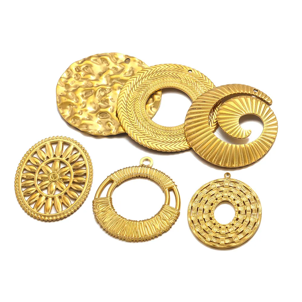 5pcs Gold Plated Stainless Steel Large Circle Charms for Earring Making Earrings Charms For Jewelry Making Findings Wholesale