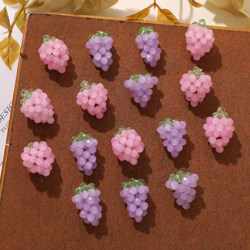 

Min 30pcs/lot color glass beads decoration handmade Weave cartoon strawberry grape shape beads diy jewelry garment accessory