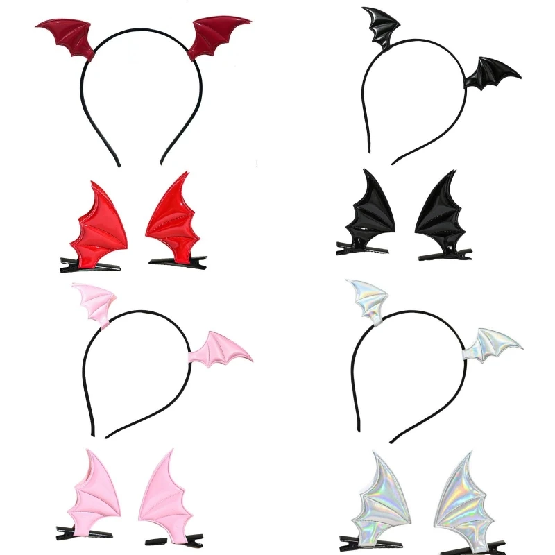 Halloween Bat Devil Fascia per capelli Set di fermagli per capelli Accessori Festival Costume cosplay Accessori per feste per donne Ragazze Ragazzo