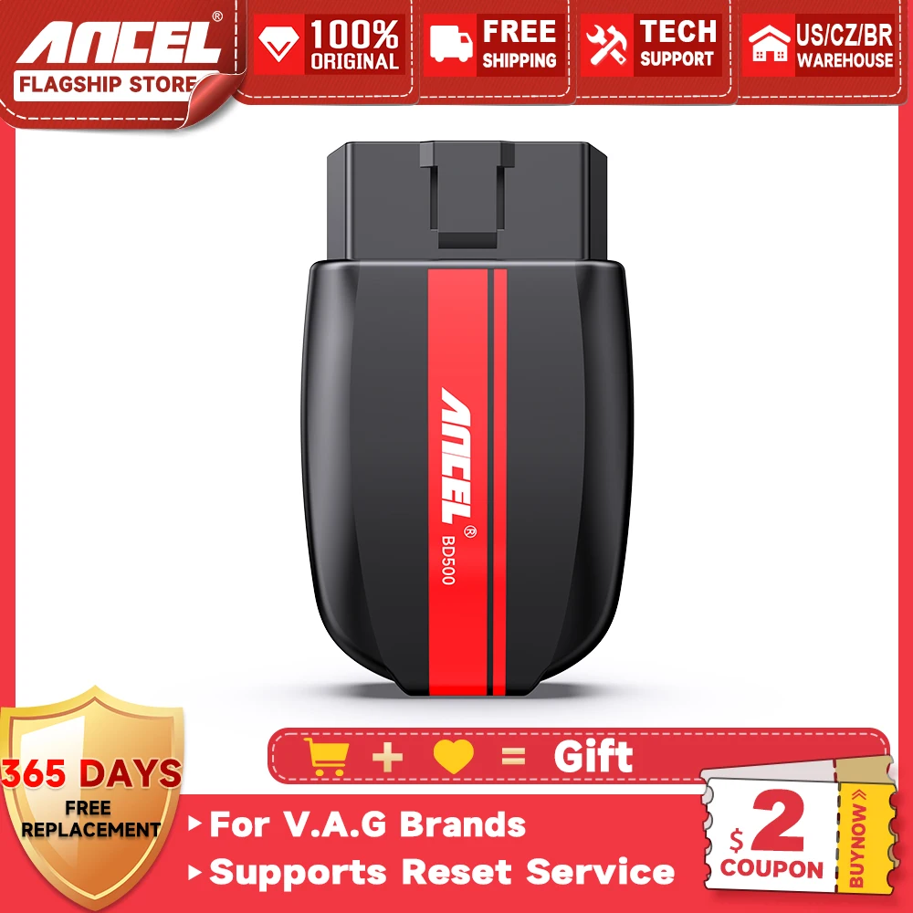 ANCEL BD500 OBD2 Bluetooth Scanner IOS Android Car Scan Tool All System Code Reader Oil EPB BAT Reset OBD 2 Auto Diagnostic Tool