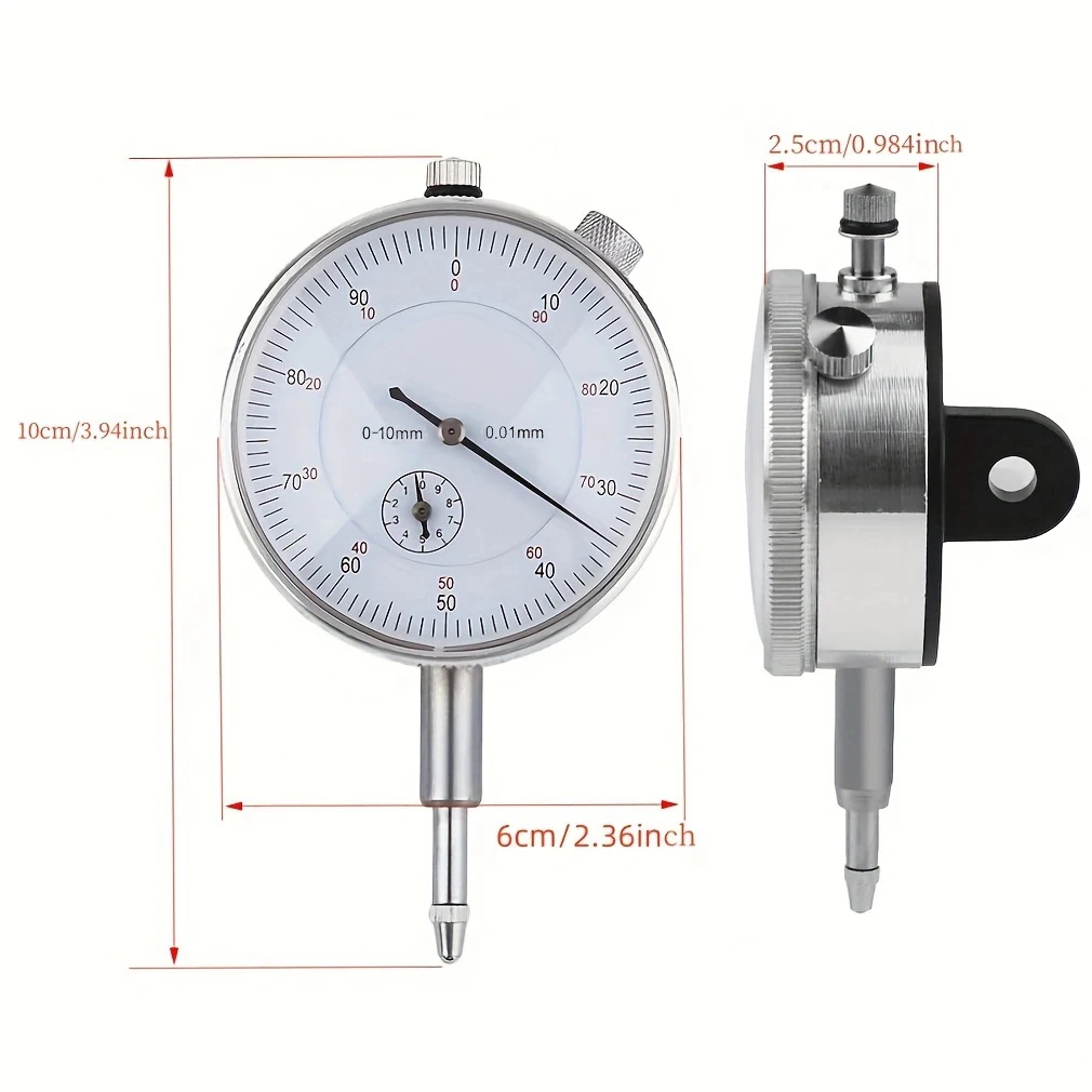 0-10mm 0.01mm Dial Indicator With Lug Back Measurement Dial Gauge Instrument Tool Dial Gauge