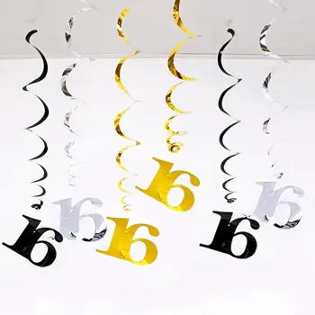 6件/套 螺旋形16 18 21 25 30 40 50 60 70 80 90歲生日裝飾掛飾 生日掛飾 派對裝飾 8 最佳銷售 30歲生日快樂 - №2