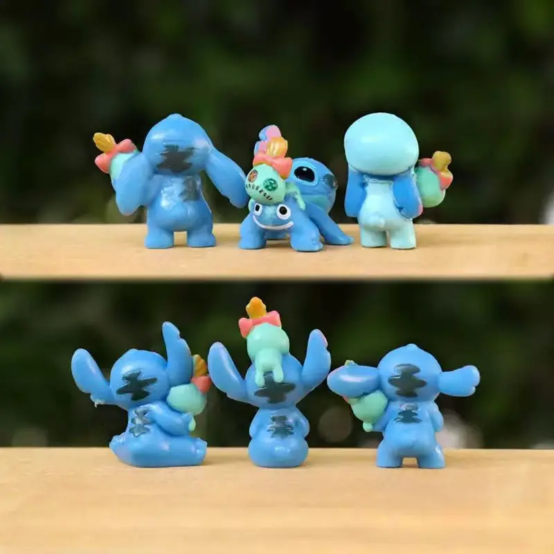 6 szt. Figurki Lilo i Stitch Kolekcja Modelów Kreskówkowych Anime Ozdoba na Biurko Dekoracja Tortu Urodzinowego Zabawki dla Dzieci Prezenty