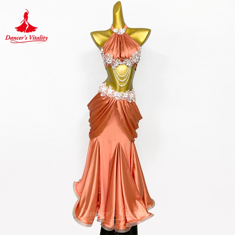 Top de empalme de danza Oriental india para mujer, traje de falda de espina de pescado, traje de competición, Ropa de baile de Rumba, Samba y Tango