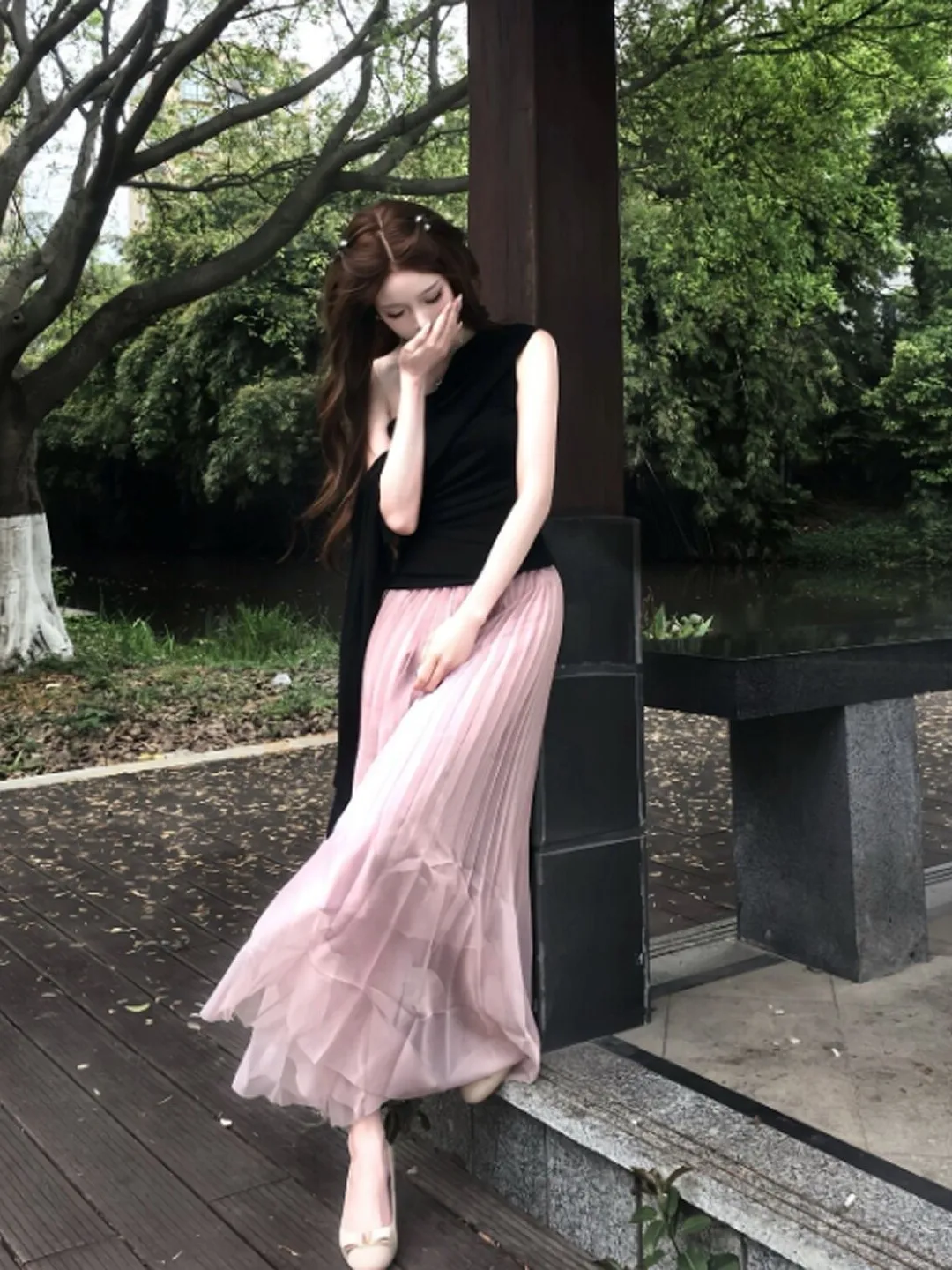 

Elegant Gentle Wind Two-Piece Set Top And Skirt Comfortable Fashionable Age-Defying Summer Outfit for Women 18-25 Years Old