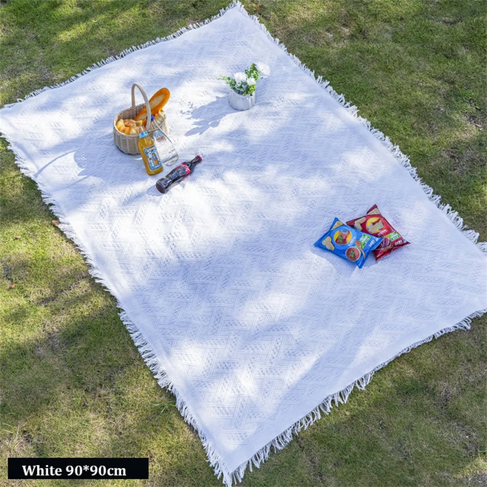 

New 90*90cm/90*150cm/90*180cm French Picnic Mat with Storage Belt White Moisture-Proof Mat Floor Mat