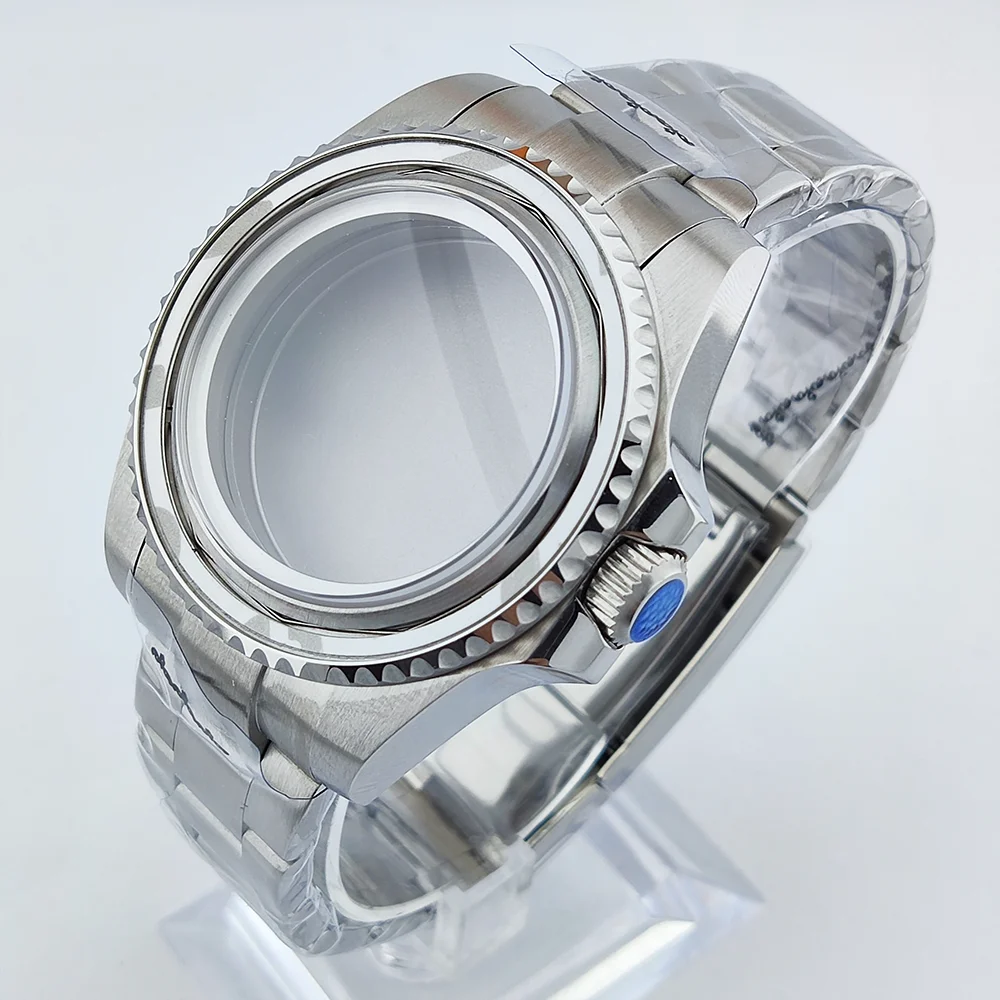 43 مللي متر حافظة رجالية فاخرة NH35 حافظة من زجاج الياقوت مقاومة للماء تناسب 28.5 مللي متر قرص NH35 حافظة ساعة 316L حافظة من الفولاذ المقاوم للصدأ