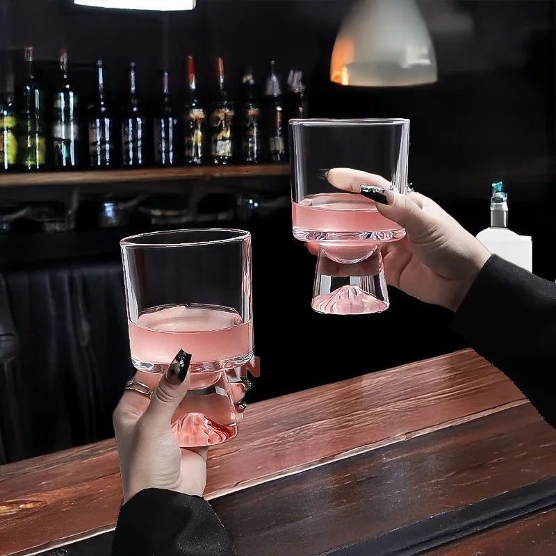 

Pink Limited Mountain Glass Cup High End Small Batch Cocktail Wine Dessert Coffee Drinkware