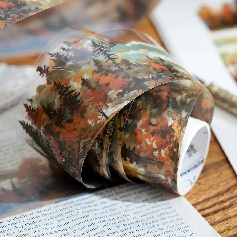 Journal GO 4.5x200cm Natural Forest Tape Sticker Scenery for Collage Junk Journal Scrapbooking Landscape DIY Masking Tape