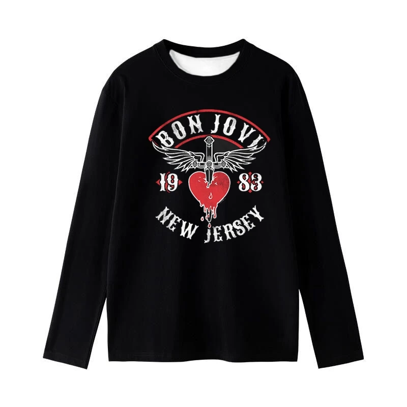 Nuevas camisetas Retro con estampado 3D de Bon Jovi Rock Band, tendencia deportiva, camisetas de otoño e invierno para hombres y niñas, tendencia urbana