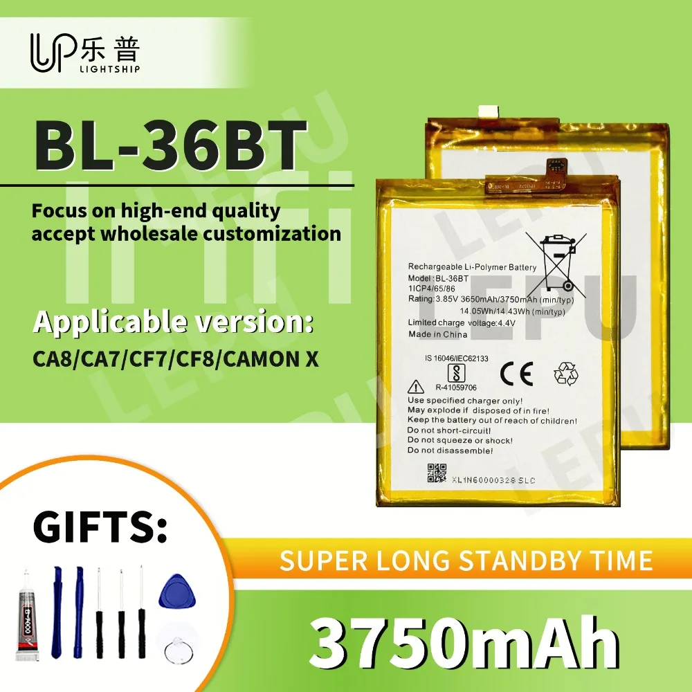 

BL-36BT 3750mAh Battery for INFINIX TECNO CA8 CA7 CF7 CF8 Battery TECNO CAMON X with Free Tool Original INFINIX Phone Battery