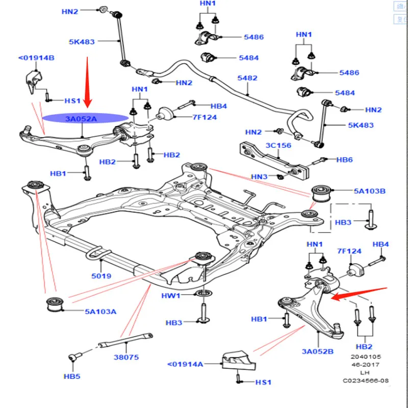 High quality LR078656 LR078657 Pair of Front Suspension Control Arm For Range Rover Evoque 2012 - 2017