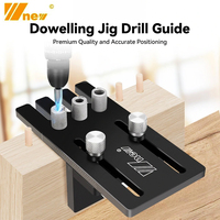 Wnew Doweling Jig Kits Aluminum Alloy Hole Drill Guide Punch Locator Tool for Dowel Cabinet Hardware  Furniture Tenon Connection