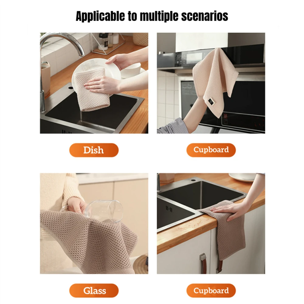 1pc Quick Drying Cloth Home Cleaning Tools 4-color Cotton Towel for Kitchen Waffle Weave Kitchen Towel Super Absorbent Dishcloth