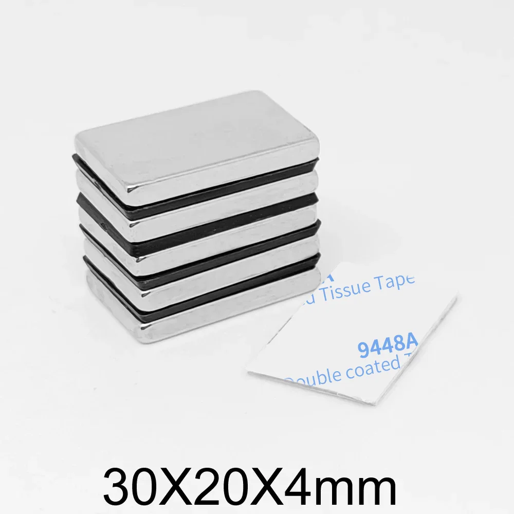 30x20x4mm Strong Search Magnet Sheet 30*20*4 Block Permanent Neodymium Magnet With 3M Self - Adhesive 30x20x4