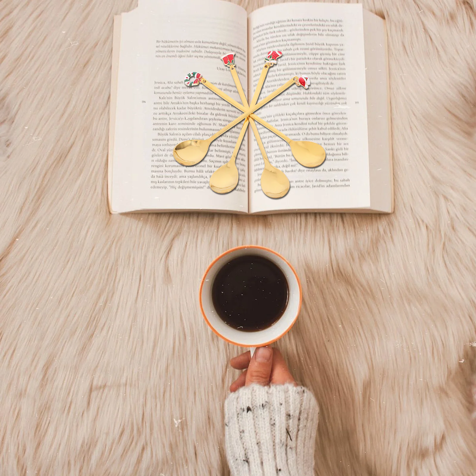 4 stuks roestvrijstalen kersthanger koffie roerlepel xmas dessert theelepels voor ijs taart soep kleine metalen lepels