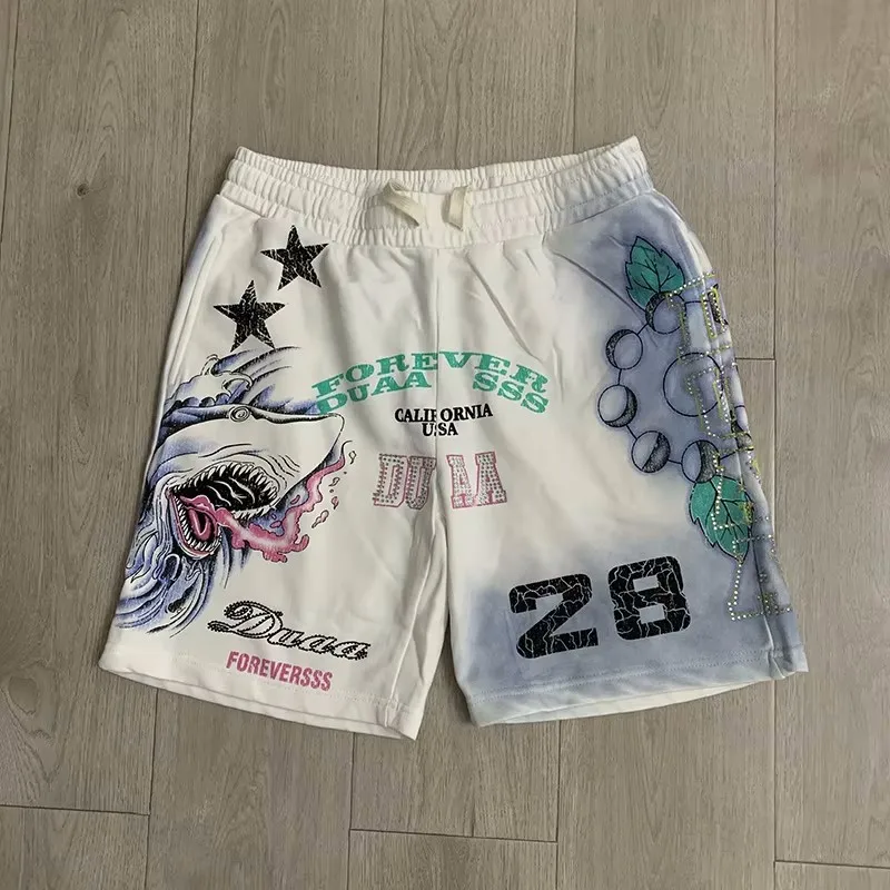 New Men DUAA Rhinestone Tie-Dye Gradient CARGO SHORTS Comfortable Camouflage Skateboard Street Cotton Casual Shorts #a241