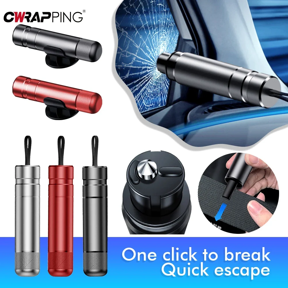 For car emergency escape hammer, window breaking with cutting blade, two in one multifunctional metal mini safety hammer