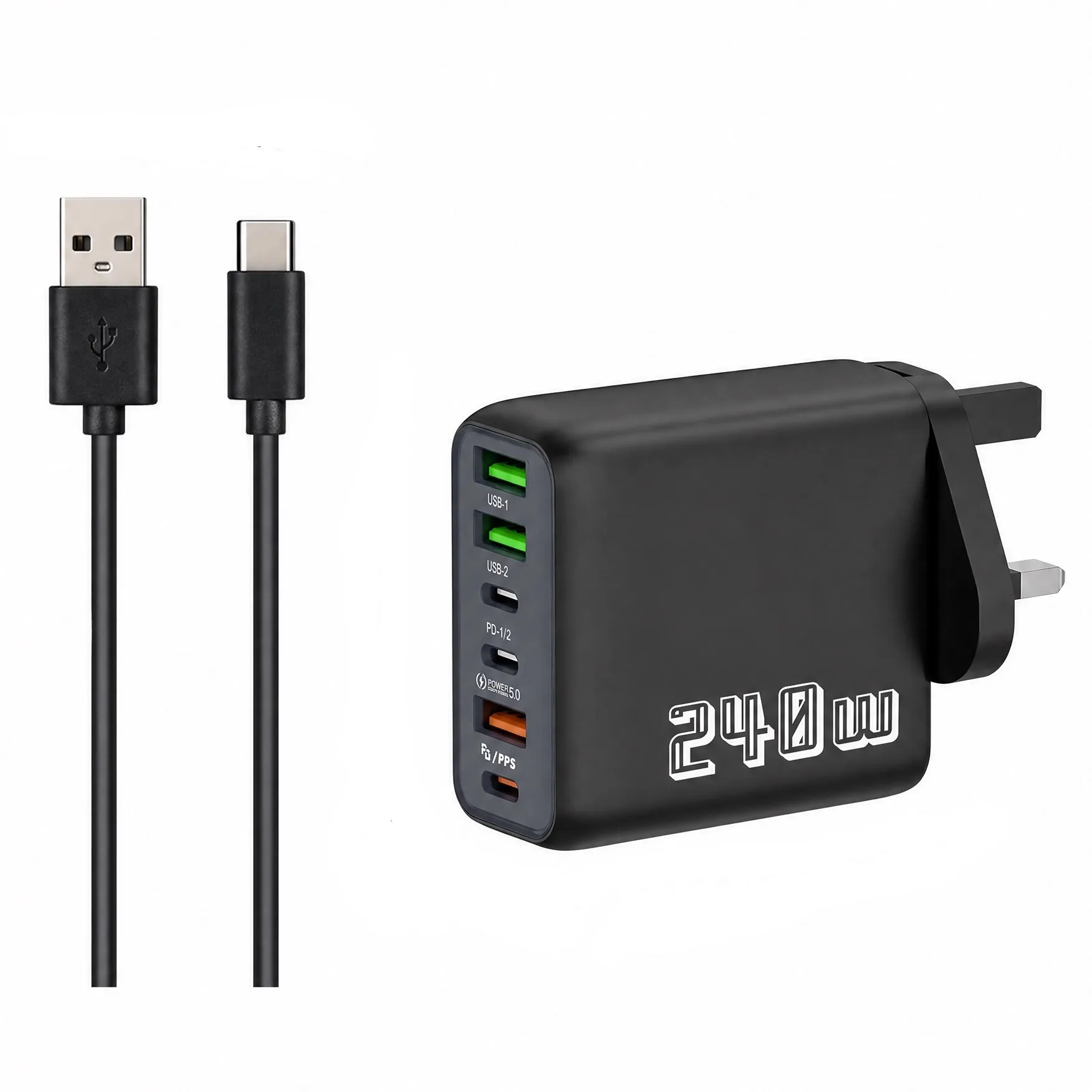 240W USB C Charger Fast Charging 6 Ports PD Quick Charge Wall Charger Adapter UK Plug for iPhone Samsung MacBook Laptop