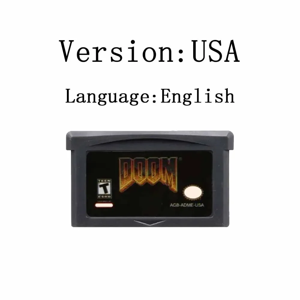 Hot GBA Game Cartridge Doom Series Game DOOM Series Cartridge 32-Bit Video Game Console Card DOOM 1 DOOM 2 For GBA GBASP NDSL