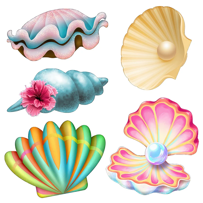 Three Ratels CF1 Cartoon colored seashells wall stickers for kid's places Furniture scratches blocking  Waterproof  toilet decal