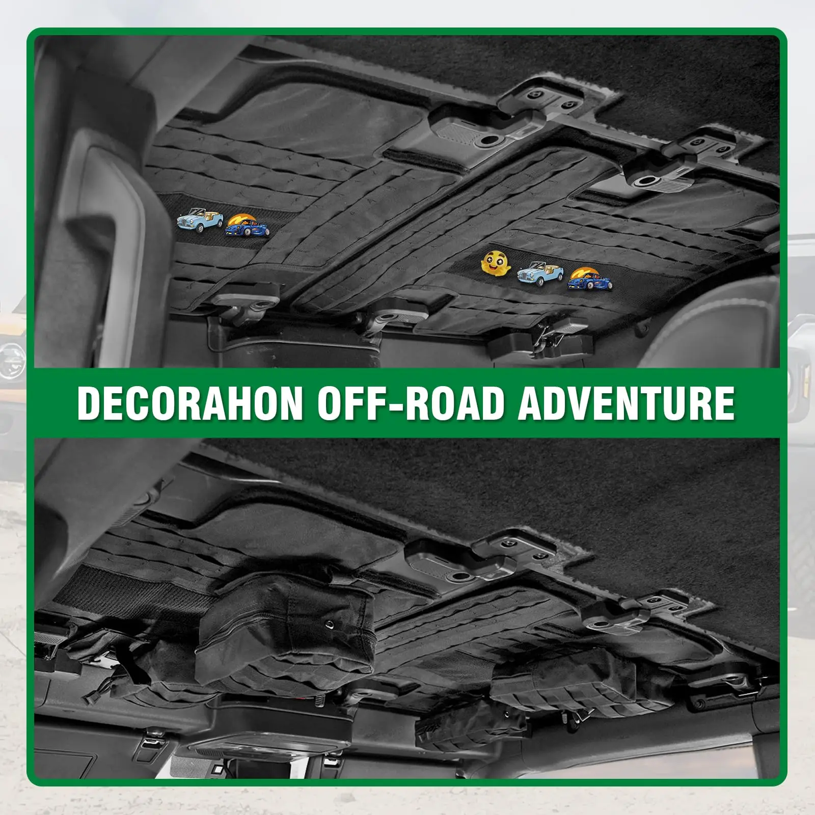 Roof Liner Organizer Hanging Panel MOLLE System with 6 pcs Tactical Storage Bags For Ford Bronco 2021 2022 2023 2024 Hard Top