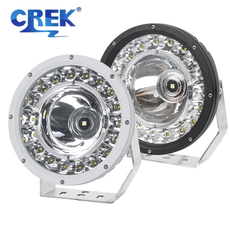 CREK-enquêter de conduite LED tout-terrain, éclairage automobile, rond, diurne, 9 pouces, lampe de travail tout-terrain, éclairage de sauna pour Jeep, camion, 12V