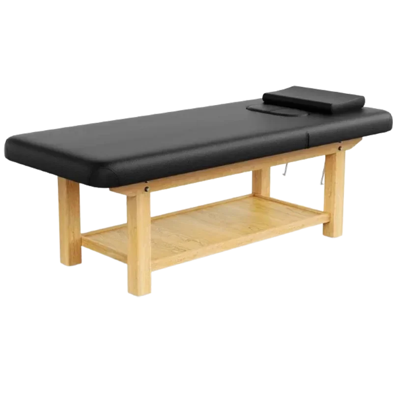 Mesa de masaje estacionaria ancha de madera para mesa de tratamiento, mesa de fisioterapia, Spa, Cama Facial Lettino Da Massaggio de cuero PU