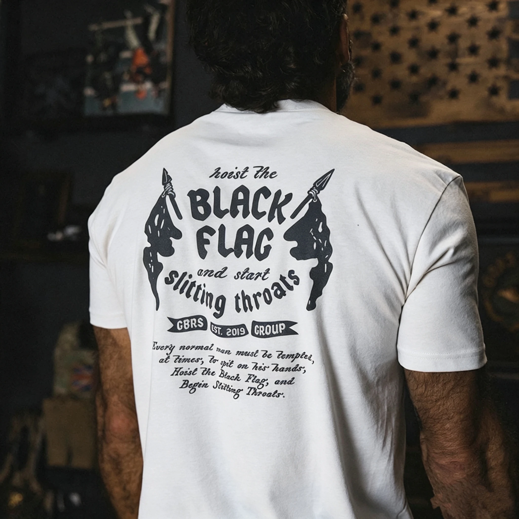 Hardman Club Summer New Product - Black Flame Flag Style Summer Round-neck Short-Sleeve T-Shirt
