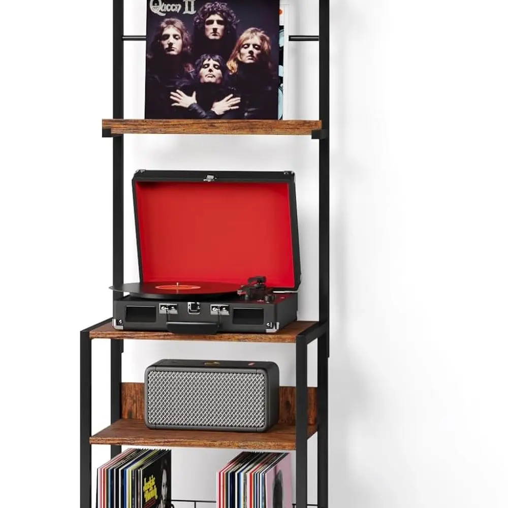 

Подставка для хранения виниловых пластинок с 2-уровневой полкой, вмещает до 200 альбомов, держатель поворотного стола для гостиной