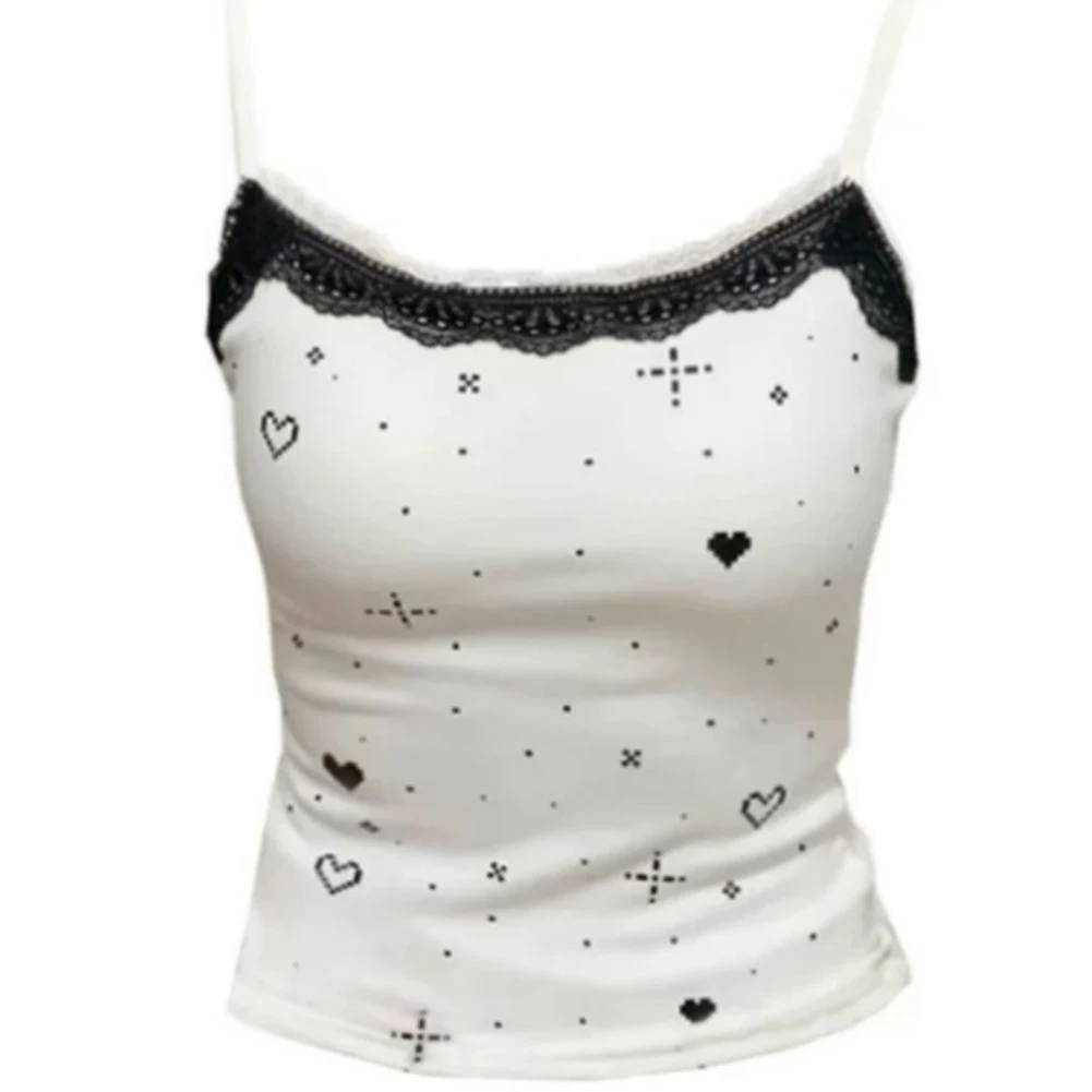 Short Sleeve Vest Dopamine Love Print Applicable For Vacation Comfortable Fabric Love Pattern Relaxed Fit For Club