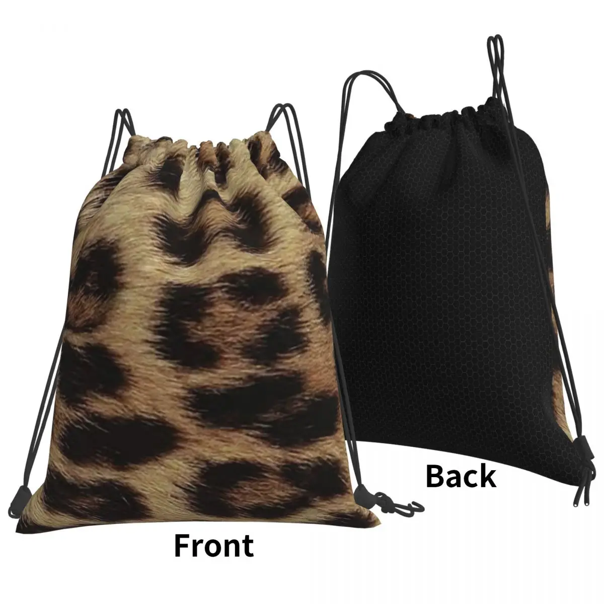 Leopard Cheetah Fur Hide Animal Fur Pattern Backpacks Fashion Drawstring Bags Shoes Bag Book Bags for Travel School
