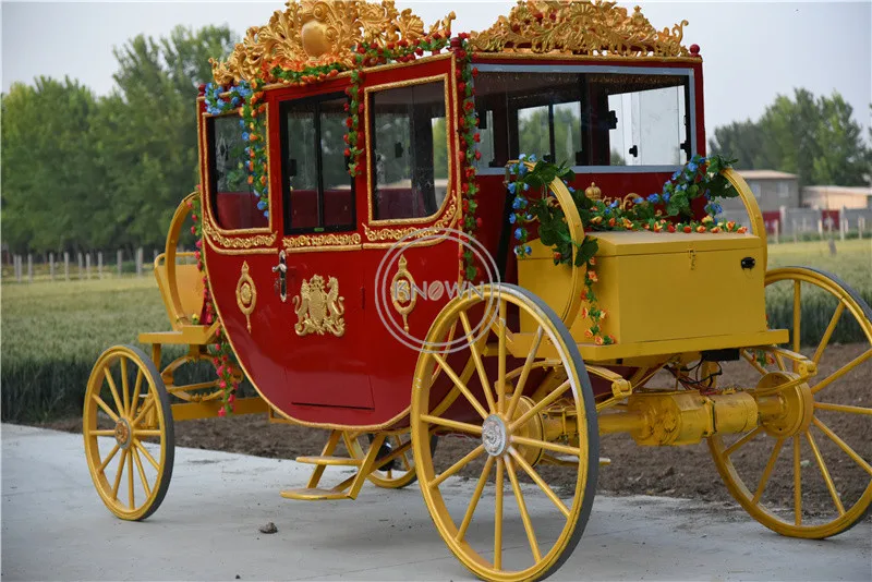 2023 Electric Royal Cinderella Wedding Horse Carriage Special Transportation Family  Tourist Sightseeing Caravan Cart