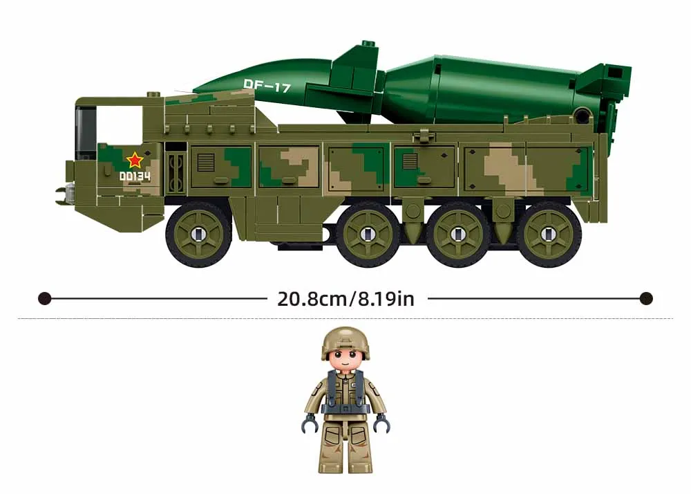 216 Uds. Modelo de misil hipersónico militar juego de bloques de construcción educativo armas de huelga estratégica juguete para niños