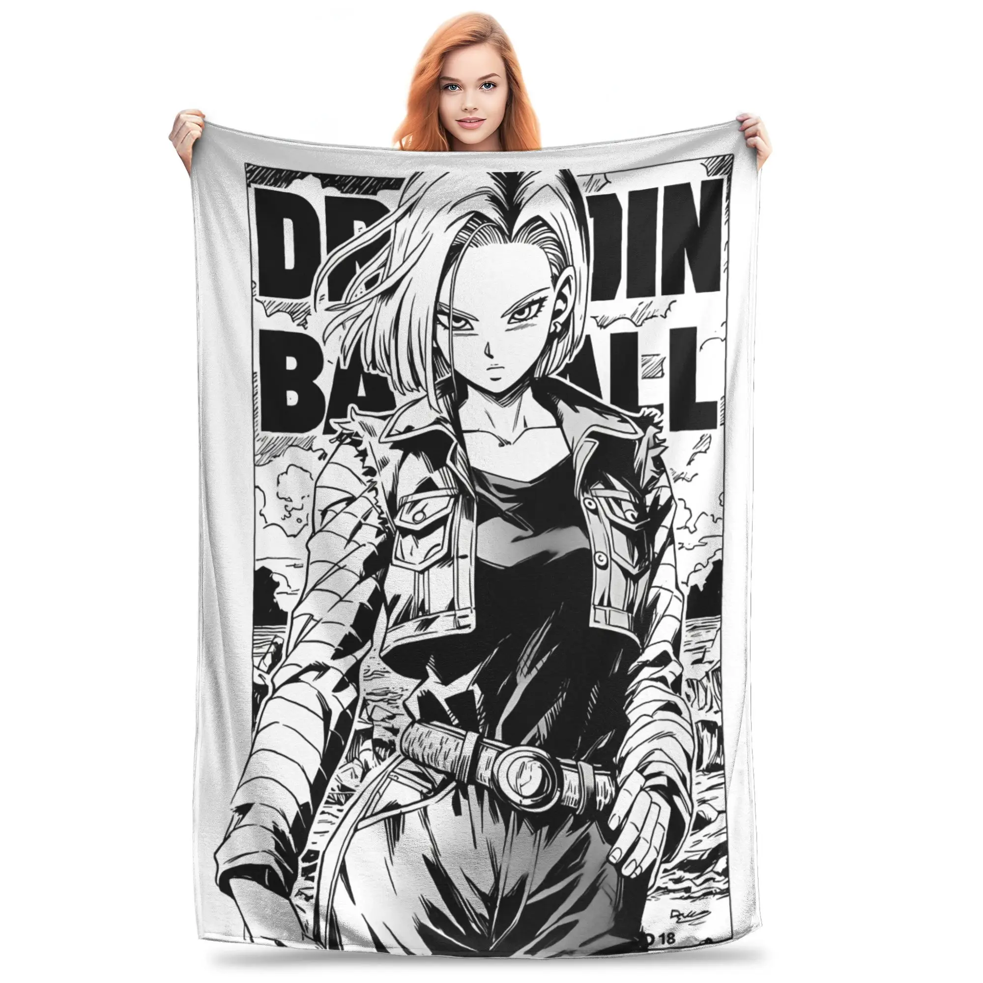 

Android 18 Dragon Ball Z Blanket Plush Vintage Warm Throw Blankets for Bed Sofa Decoration,