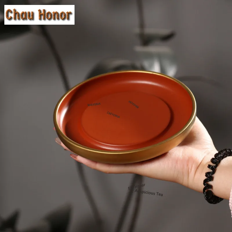 ZAEYORIA Chaozhou Zhu Mud Holder Base Water Storage Round Center Pot Hand-pulled Pot Coaster Holder Small Tea Tray Platform
