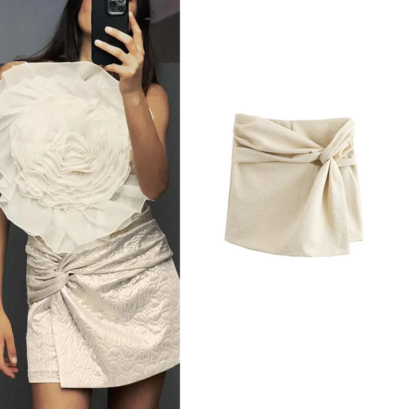 

High Waist Versatile Skirt Women's Faion Design New Summer Product Polyester Fiber 00% ort Skirt f-length