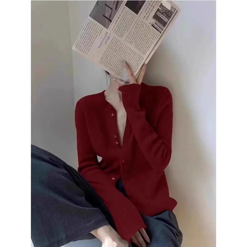 Pullover Pullover Strickjacken Damen Strickjacke Y2k Frau American Style Letterman Patch Border Campus College Preppy Academy Ol